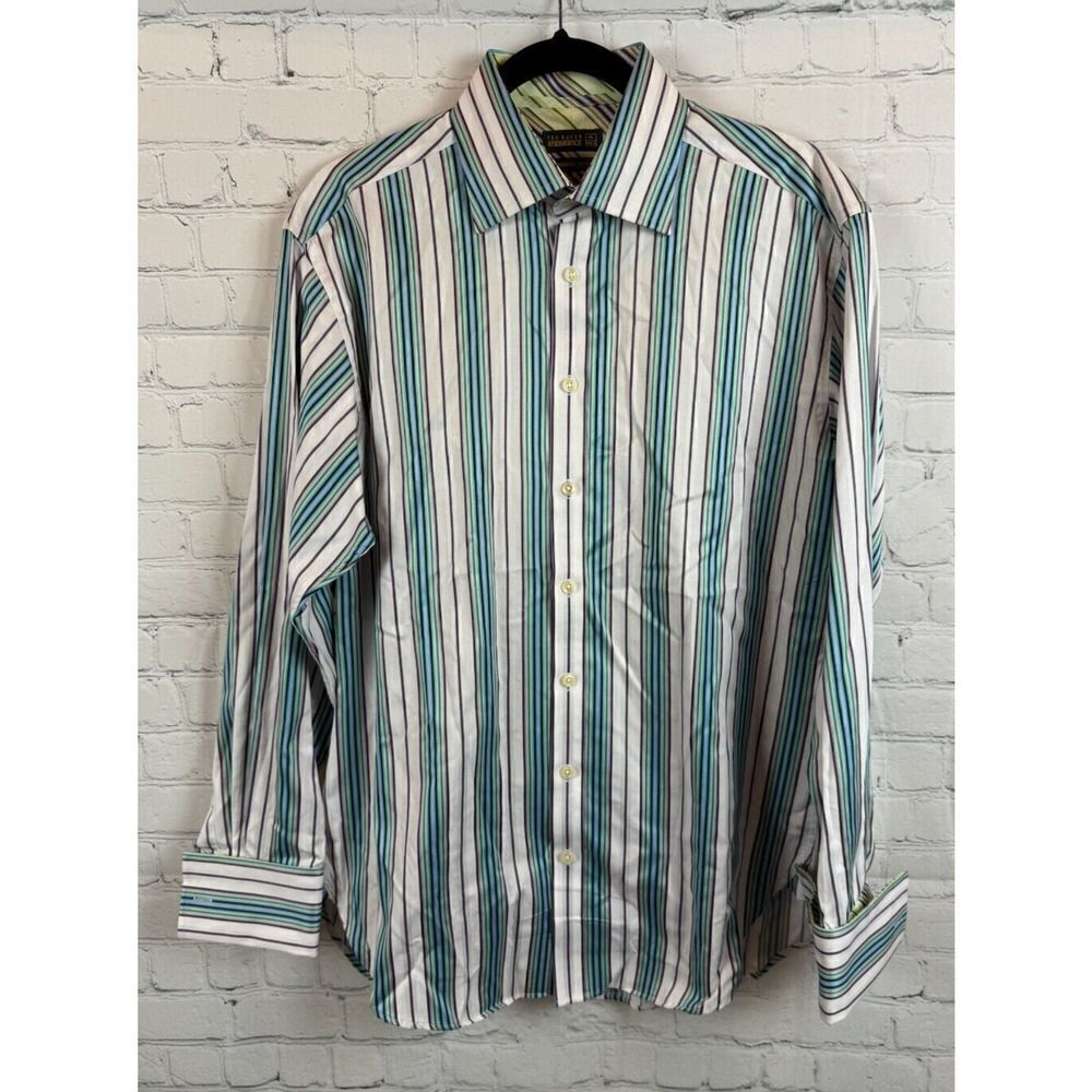 TED BAKER ENDURANCE cotton striped sleeves cufflinks men shirt 16 40.5 M NWOT